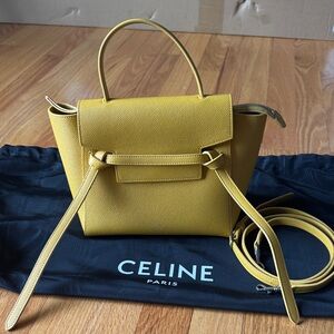 Celine Yellow Saffiano Mini Belt Satchel